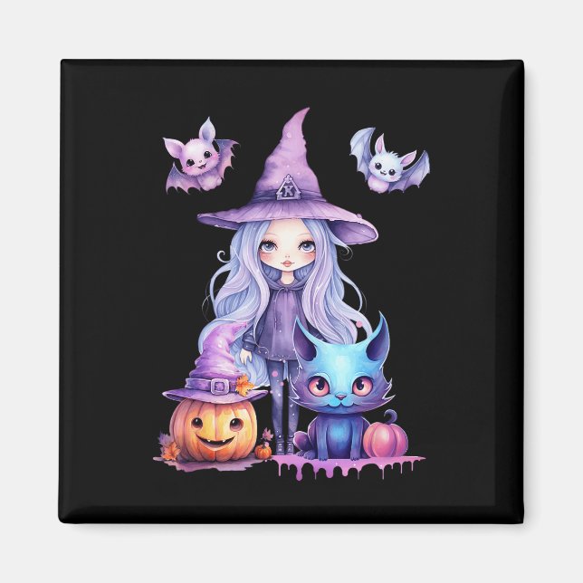 Pastel Halloween Witch Cat Pumpkin Pastelcore   Magnet (Front)