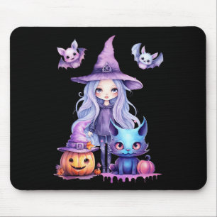 Pastel Halloween Witch Cat Pumpkin Pastelcore   Mouse Mat