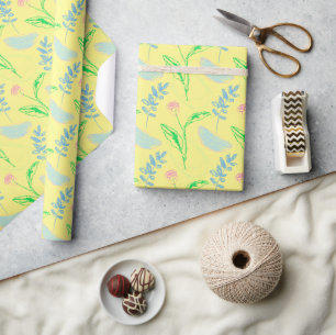 Pastel Hand-drawn Floral Pattern Wrapping Paper