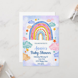 Pastel hand drawn rainbow  invitation