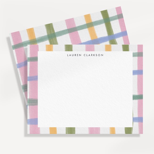 Pastel Hand-Painted Plaid Note Card (Creator Uploaded)