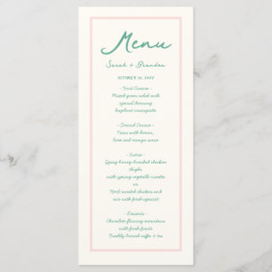 Pastel Handwriting Pinky Green Retro Wedding Menu