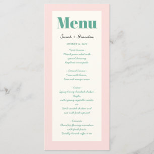 Pastel Handwriting Pinky Green Retro Wedding Menu