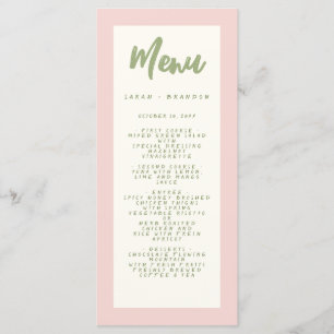 Pastel Handwriting Pinky Retro Wedding Menu
