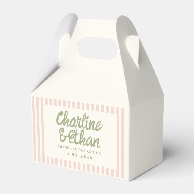 Pastel Handwriting Retro Wedding Favour Box (Front Side)