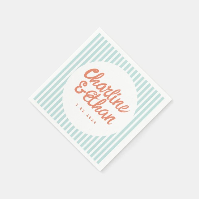 Pastel Handwriting Retro Wedding Napkins (Corner)