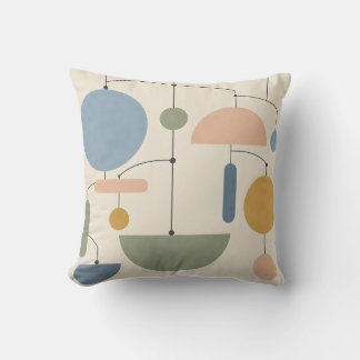 Pastel Hanging Shapes in Sage Peach and Blue Cushion