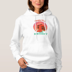 Pastel Happy 50th Birthday Party Cake Piece Hoodie