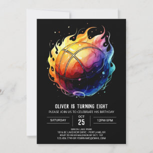 Pastel Happy Boy Basketball Birthday Invitation