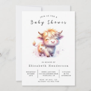 Pastel Happy Cow Baby Shower Invitation