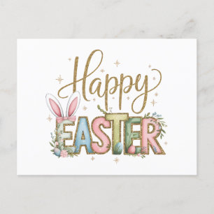 Pastel Happy Easter Holiday Postcard
