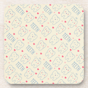 Pastel Happy Teeth Pattern Coaster