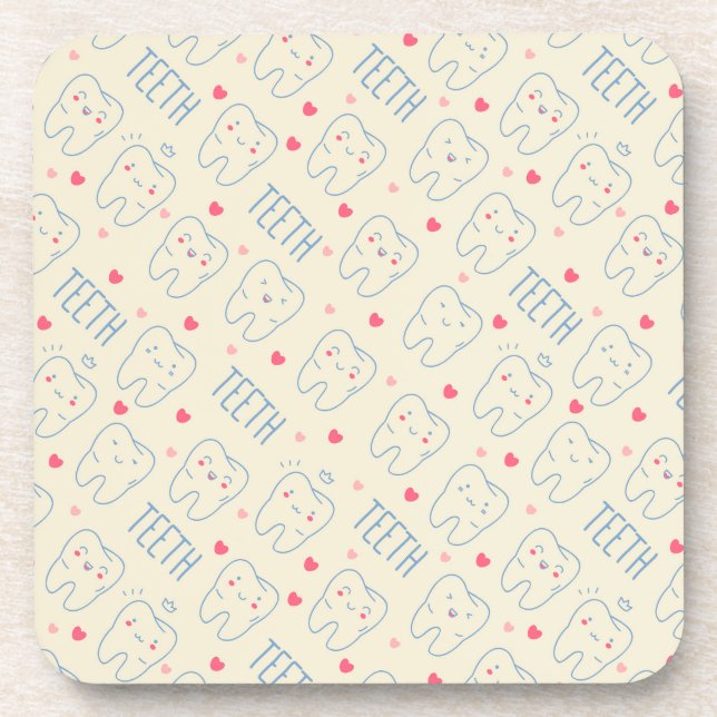 Pastel Happy Teeth Pattern Coaster (Front)
