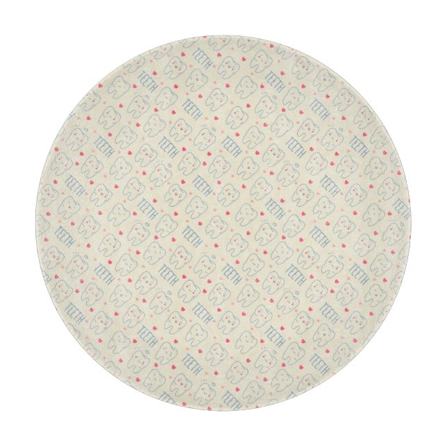 Pastel Happy Teeth Pattern Cutting Board (Front)