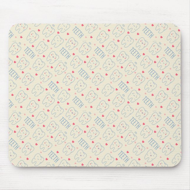 Pastel Happy Teeth Pattern Mouse Mat (Front)