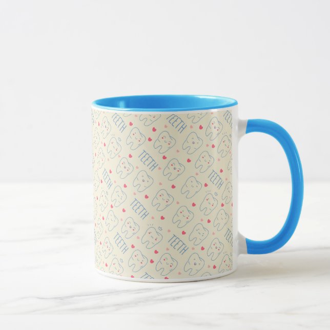 Pastel Happy Teeth Pattern Mug (Right)