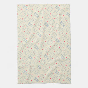 Pastel Happy Teeth Pattern Tea Towel