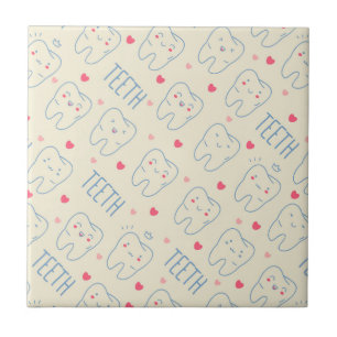 Pastel Happy Teeth Pattern Tile