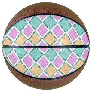 Pastel Harlequin Prism Diamond Pattern Basketball