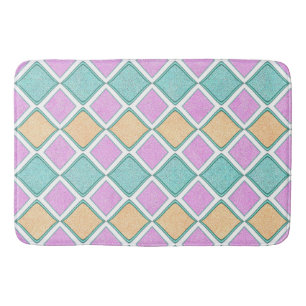 Pastel Harlequin Prism Diamond Pattern Bath Mat
