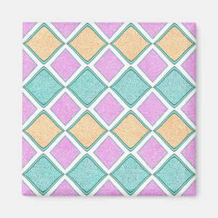 Pastel Harlequin Prism Diamond Pattern Magnet