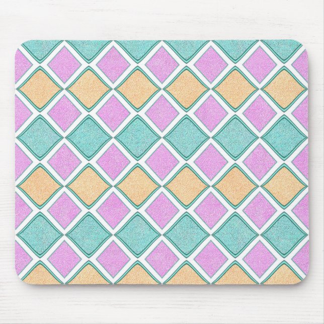  Pastel Harlequin Prism Diamond Pattern Mouse Mat (Front)