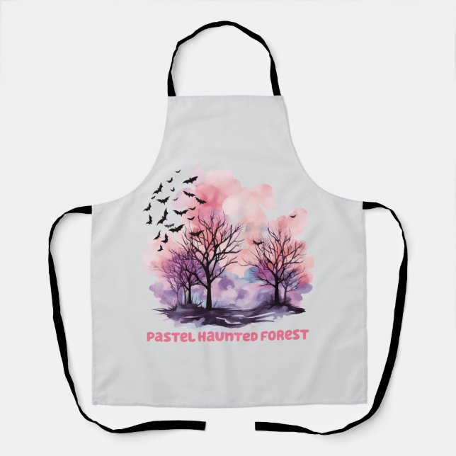 Pastel Haunted Forest – Spooky-Cute Pastel Purple Apron (Front)