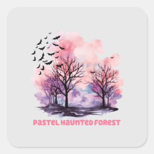 Pastel Haunted Forest – Spooky-Cute Pastel Purple Square Sticker