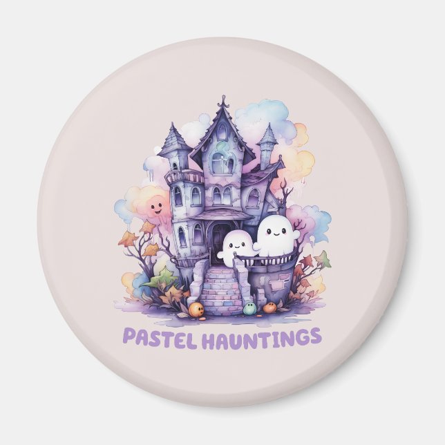 Pastel Hauntings – Cute Pastel Purple House Magnet (Front)