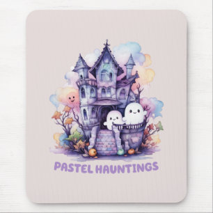 Pastel Hauntings – Cute Pastel Purple House Mouse Mat
