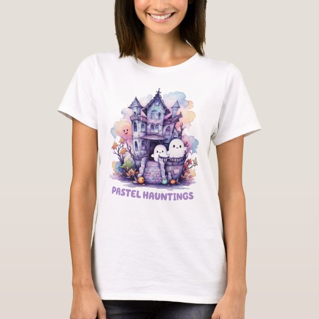 Pastel Hauntings – Cute Pastel Purple House T-Shirt (Front)