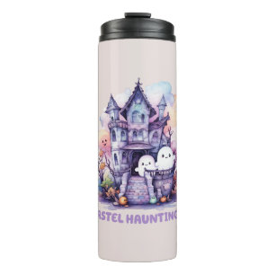 Pastel Hauntings – Cute Pastel Purple House Thermal Tumbler