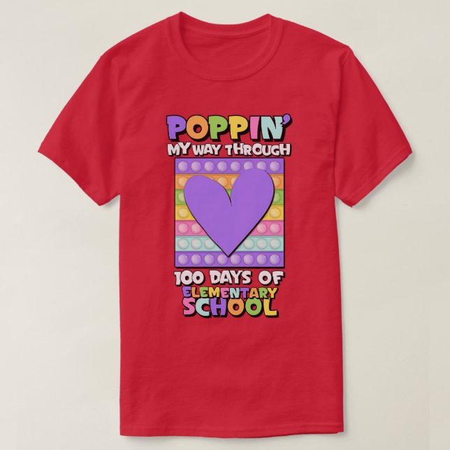 Pastel Heart 100 Days of School T-Shirt (Design Front)
