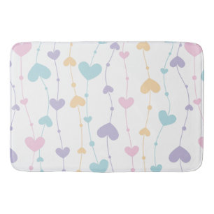 Pastel Heart Garland Bath Mat - Soft Aesthetic Bat
