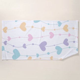 Pastel Heart Garland Beach Towel