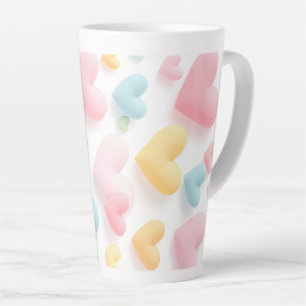 Pastel Heart Pattern Latte Mug