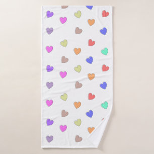 Pastel Heart Shape Pattern Bath Towel