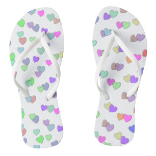 Pastel Heart Shape Pattern  Flip Flops