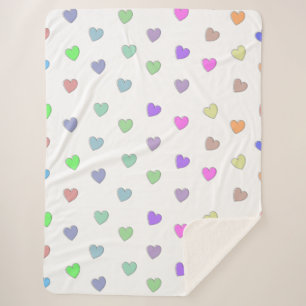 Pastel Heart Shape Pattern Sherpa Blanket