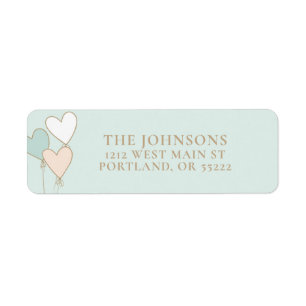 Pastel heart shaped balloons label