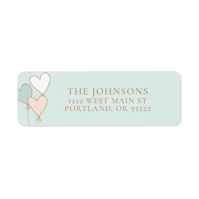 Pastel heart shaped balloons  label (Front)