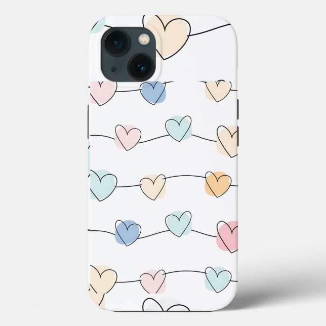 Pastel Heart Strings Pattern | Cute Minimalist Case-Mate iPhone Case (Back)