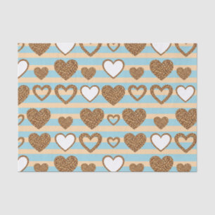 Pastel Heart Stripes Glitter Style Pattern (13) Tissue Paper