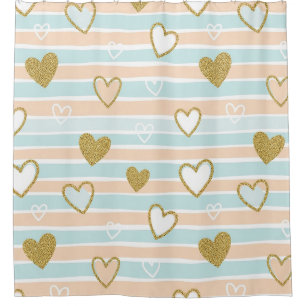 Pastel Heart Stripes Glitter Style Pattern (16) Shower Curtain