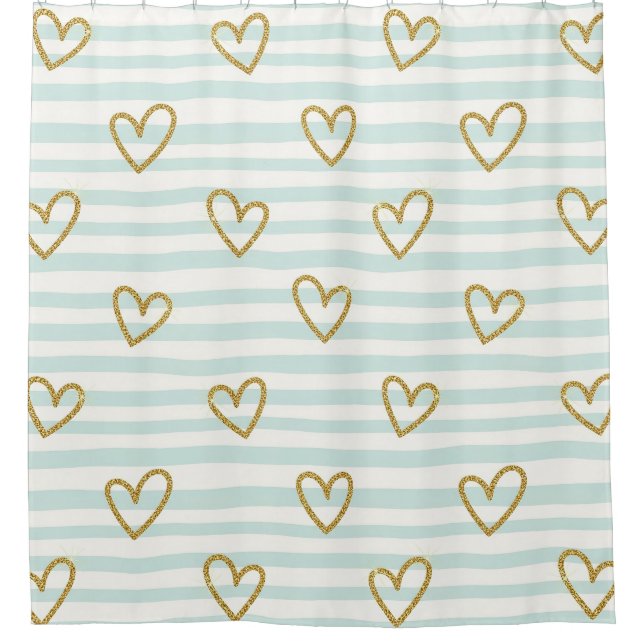 Pastel Heart Stripes Glitter Style Pattern (1) Shower Curtain (Front)