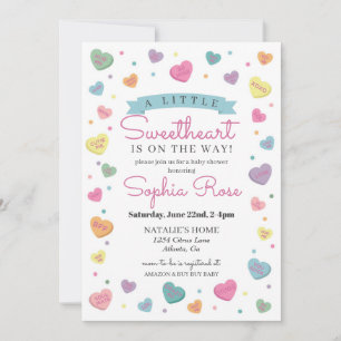 Pastel Heart Sweetheart February baby shower Girl Invitation