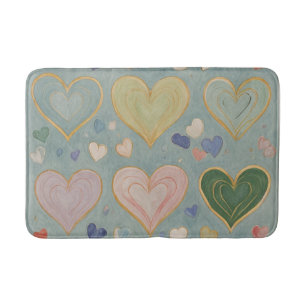 Pastel Heart Tapestry Bath Mat