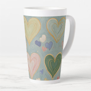 Pastel Heart Tapestry Latte Mug