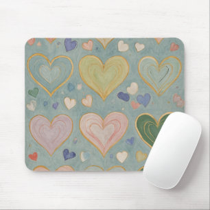Pastel Heart Tapestry Mouse Mat