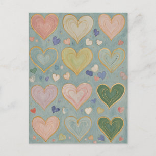 Pastel Heart Tapestry Postcard